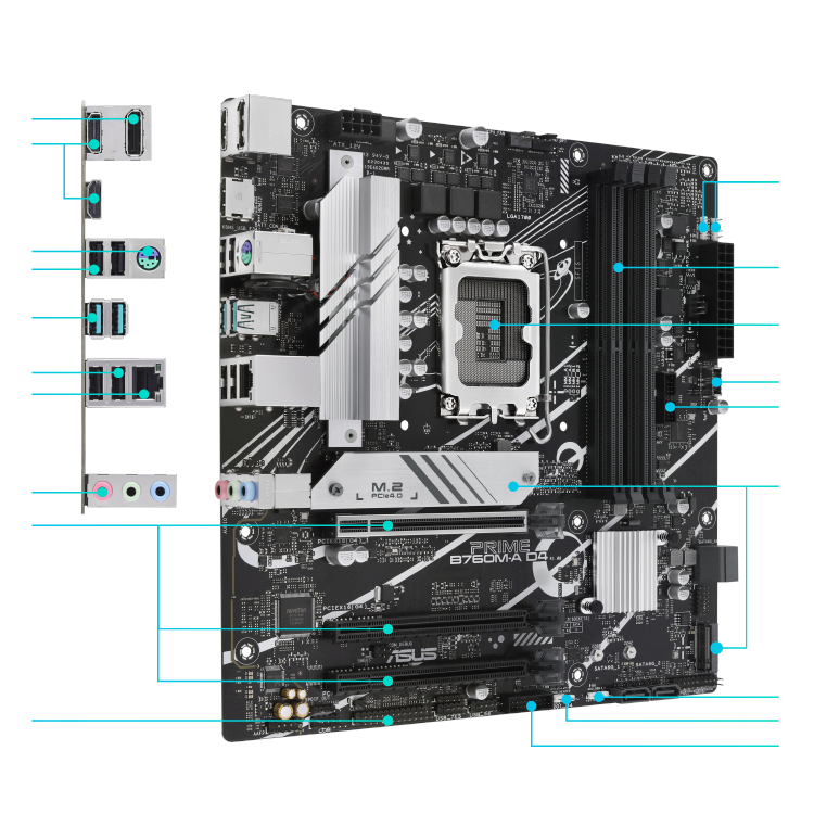 All specs of the PRIME B760M-A D4 motherboard