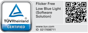 Logótipo TUV certified flicker free e logótipo low blue light