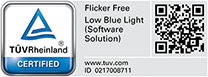 Certifié par TÜV Rheinland comme protégeant les utilisateurs de la lumière bleue potentiellement dangereuse.