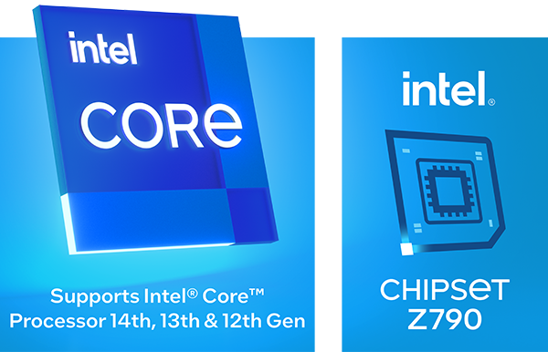 intel CORE and intel CHIPSET Z790 logos