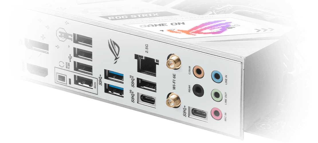 La Strix B760-G D4 présente un port E/S arrière USB 3.2 Gen 2x2.