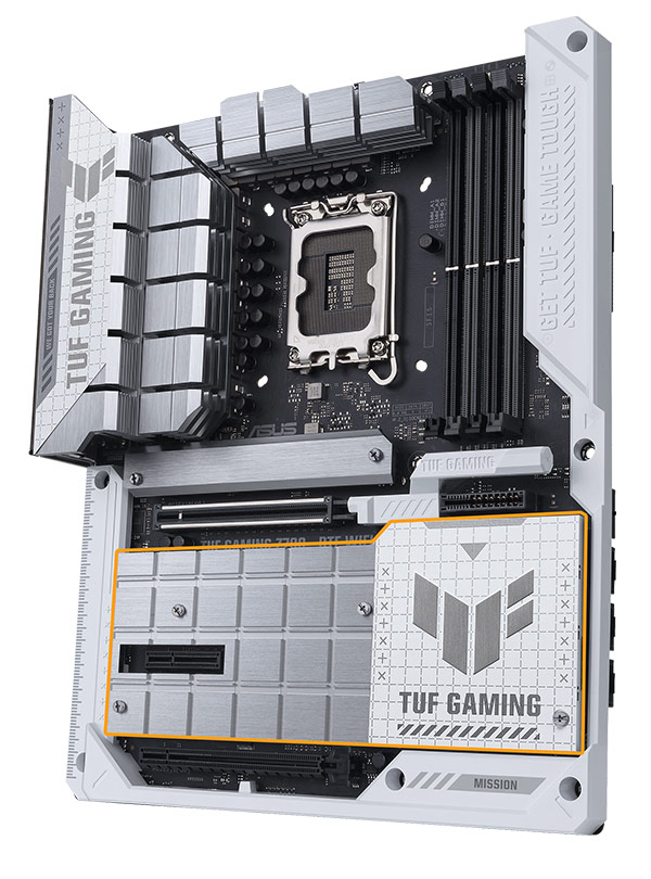 TUF Gaming 主機板，60 度，配備 Aura 燈效