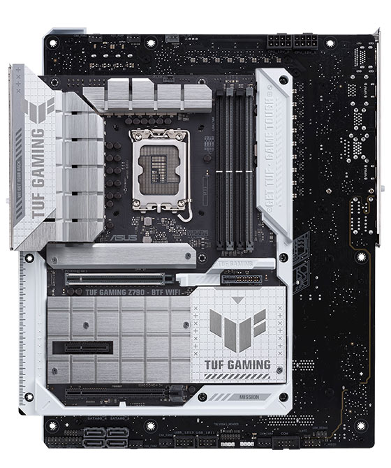 TUF Gaming motherboard front and back view