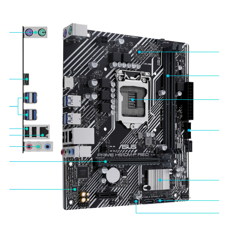 All specs of the PRIME H510M-F R2.0 motherboard