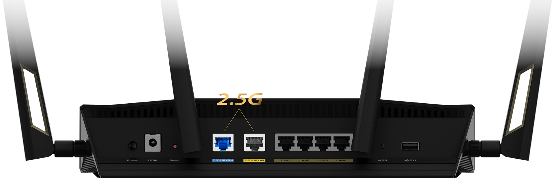 Le RT-AX88U Pro dispose de deux ports Ethernet WAN/LAN 2,5 Gbit/s à double fonction qui prennent en charge l'agrégation de liens.