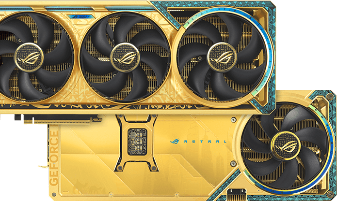 front view and rear view of ROG Astral Dhahab CORE graphics card