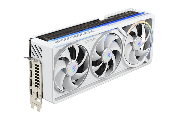 ROG Astral white card front view facing right in 45 degree
