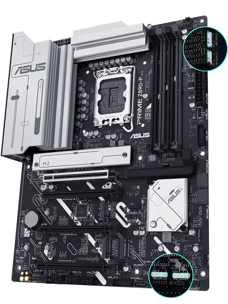 PRIME Z890-P front view, 45 degrees. 