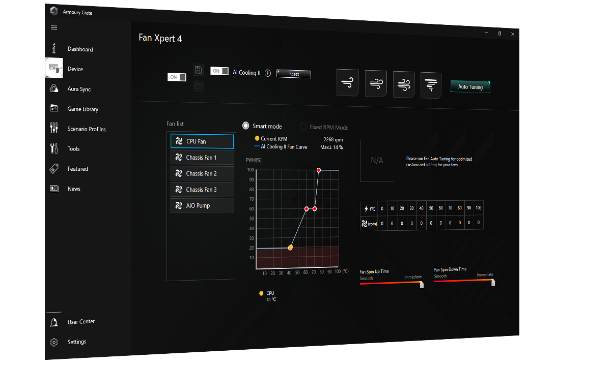 UI of FAN Xpert 4
                         for cooling controls