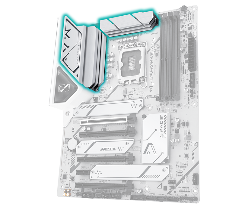 ASUS Z790 motherboard with VRM heatsinks image