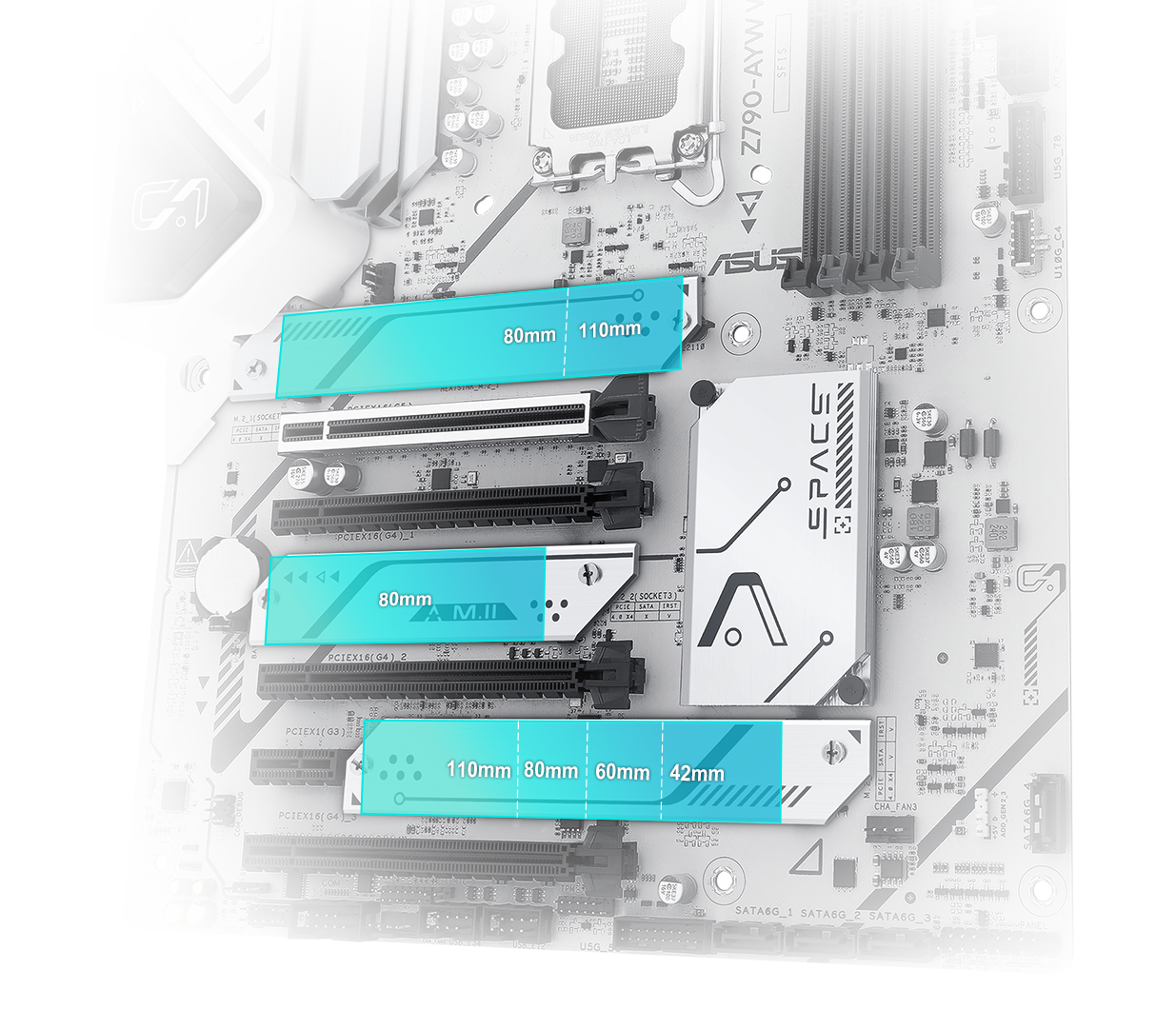 Supports three M.2 slots