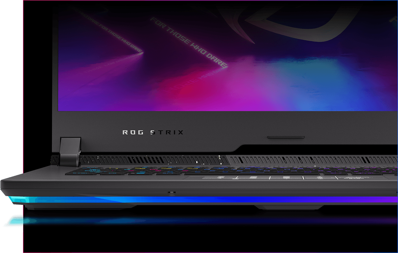 The image shows that the lightbar is on the bottom border of ROG Strix G15