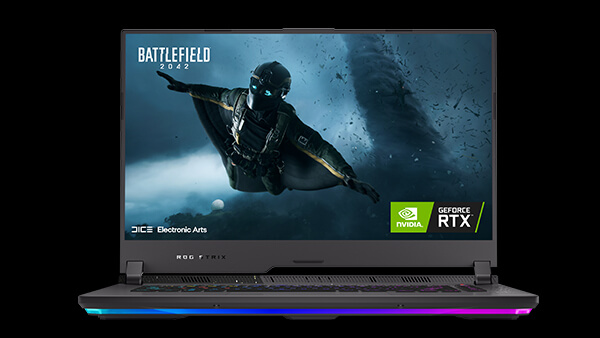 The image of ROG Strix G15 with Battlefield's demo