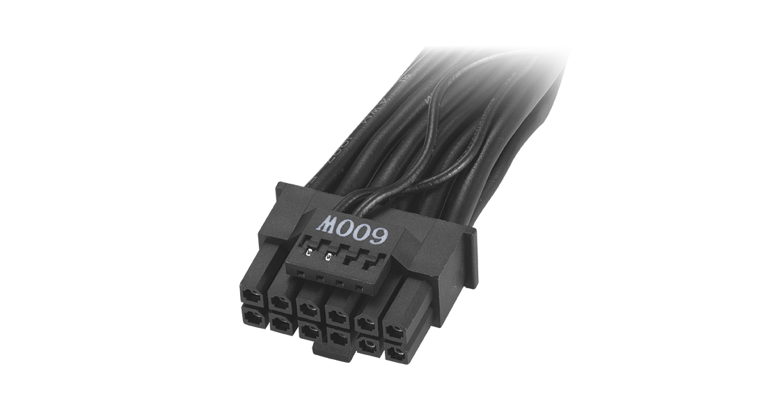 Foto eines PCIe Gen 5.0 16-poligen Kabels.