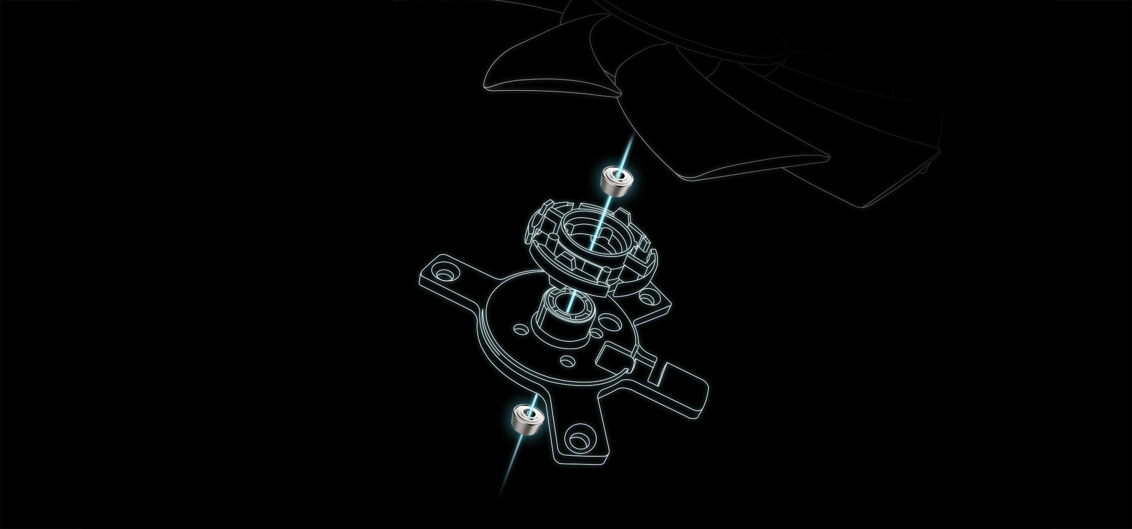 Dual ball fan bearing design line art