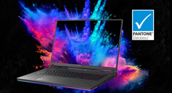 Ноутбук з різноманітним та різнобарвним вмістом на екрані.