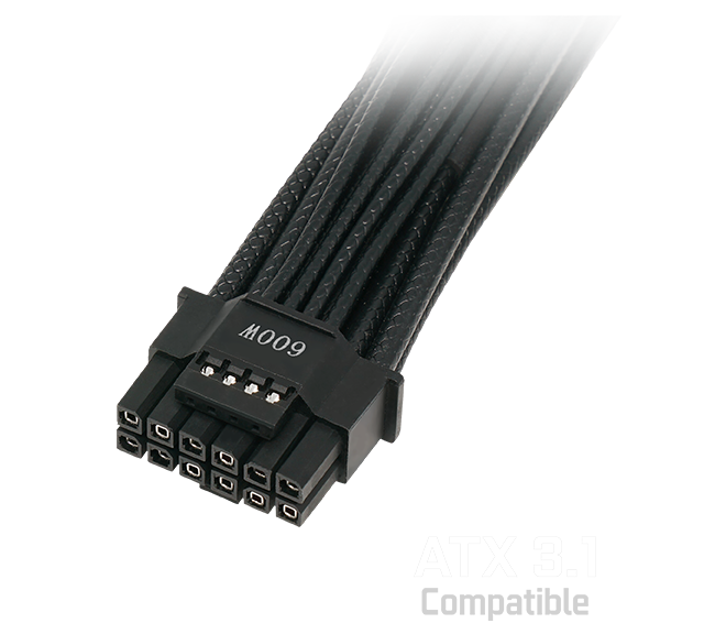 PCIe 5.1 600W power cable with ATX 3.0 compatible logo