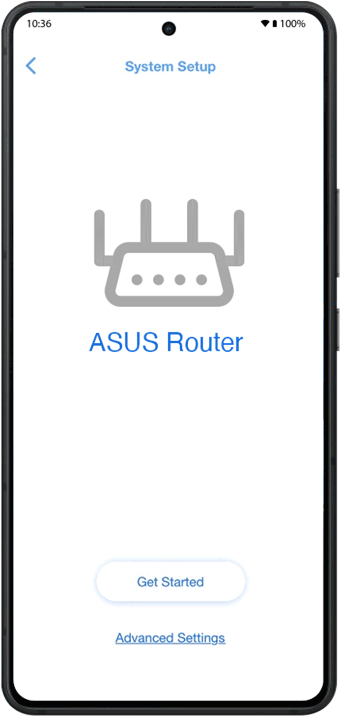 Un GIF présente l'interface de configuration en trois étapes de l'ASUS Router App.