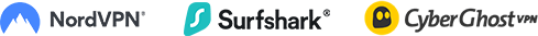 Logos NordVPN, Surfshark, CyberGhost