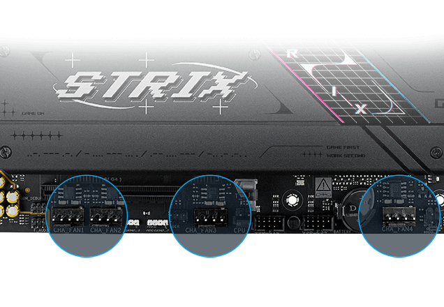 Strix B850-F 機殼風扇接頭連接器位置