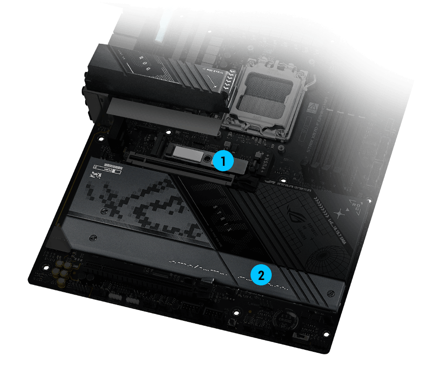 Strix B850-F M.2 heatsinks and backplate layout