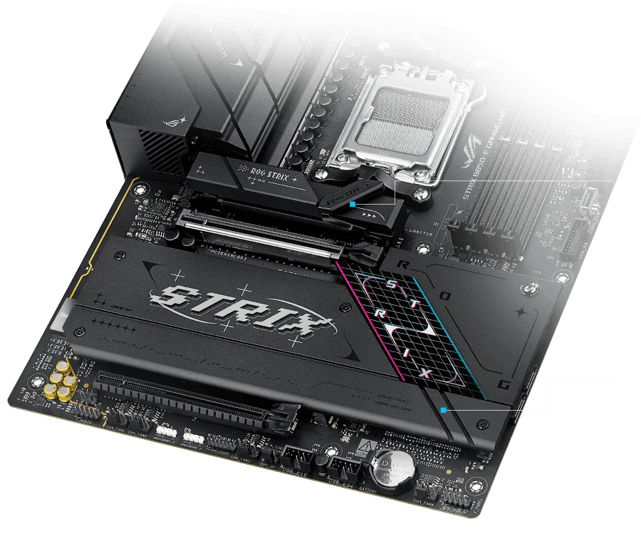 Strix B850-F M.2 heatsinks and backplate layout