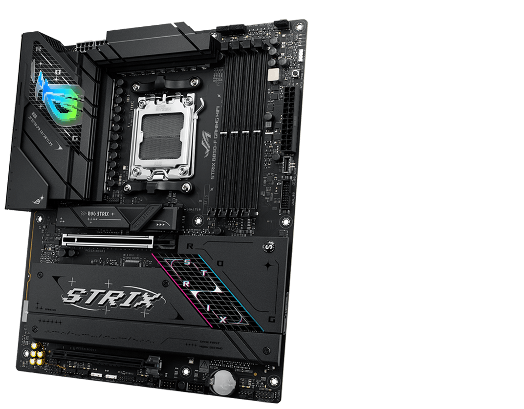 The Strix B850-F front and back