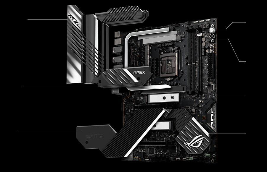 Detailed view of motherboard cooling components