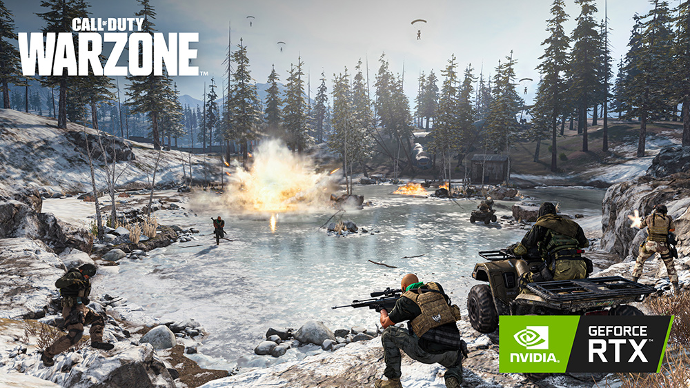 CALL OF DUTY WARZONE game screenshot, with NVIDIA GEFORCE RTX logo