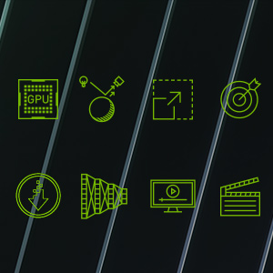 Logos illustrating various use cases for NVIDIA graphics cards