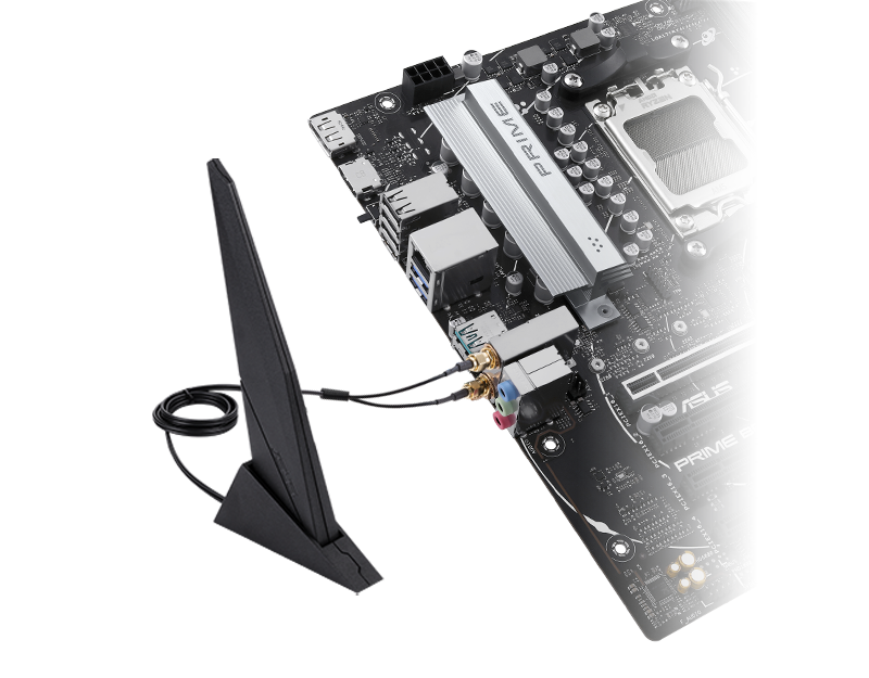 The PRIME B650M-A AX6 II-CSM motherboard features onboard WIFI 6.