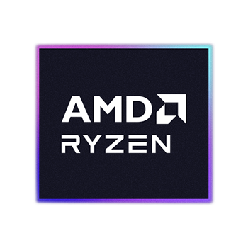AMD Ryzen logo on a black background, with teal and pink accent colors.