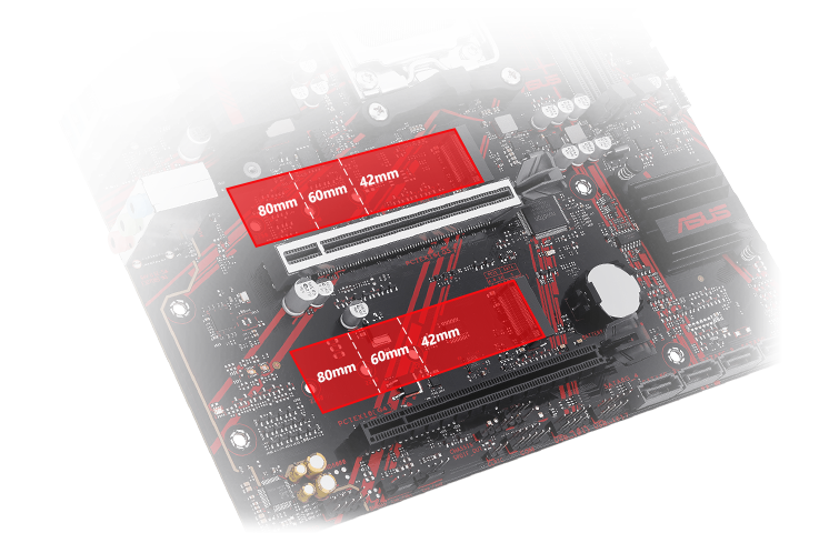 Dual M.2 slots (up to 128 Gbps)