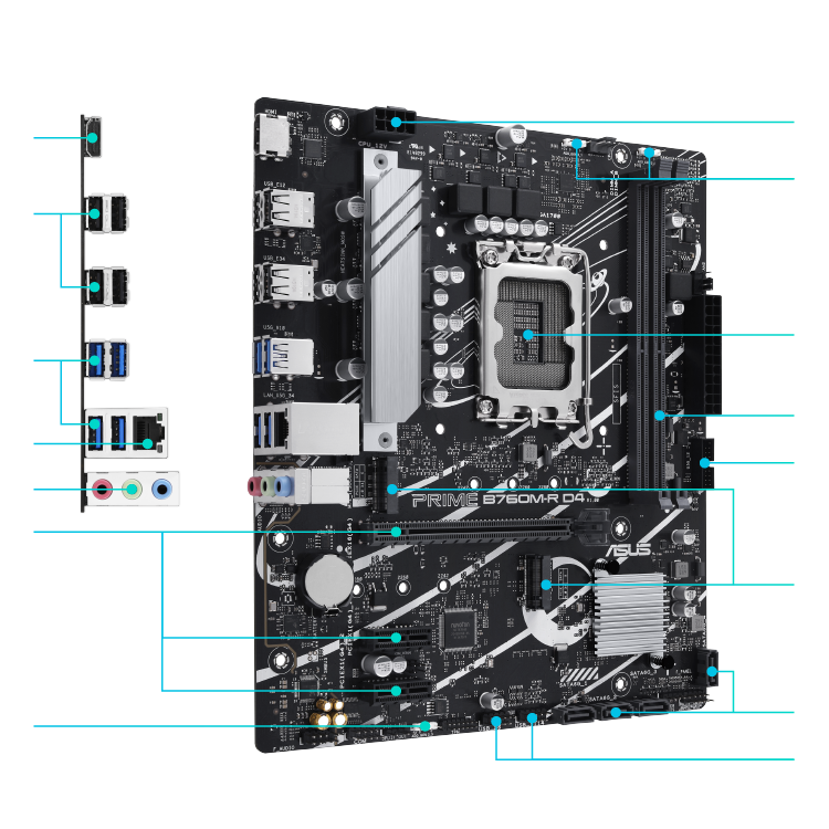 All specs of the PRIME B760M-R D4-CSM motherboard