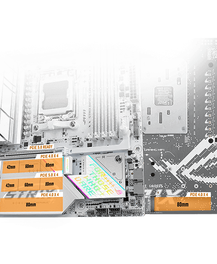 The Strix B850-G PCIe 5.0 M.2 and expansion slot layout