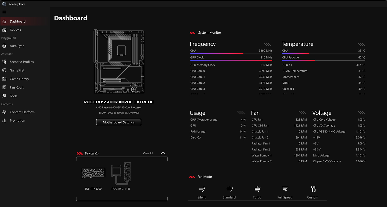 ARMOURY CRATE interface