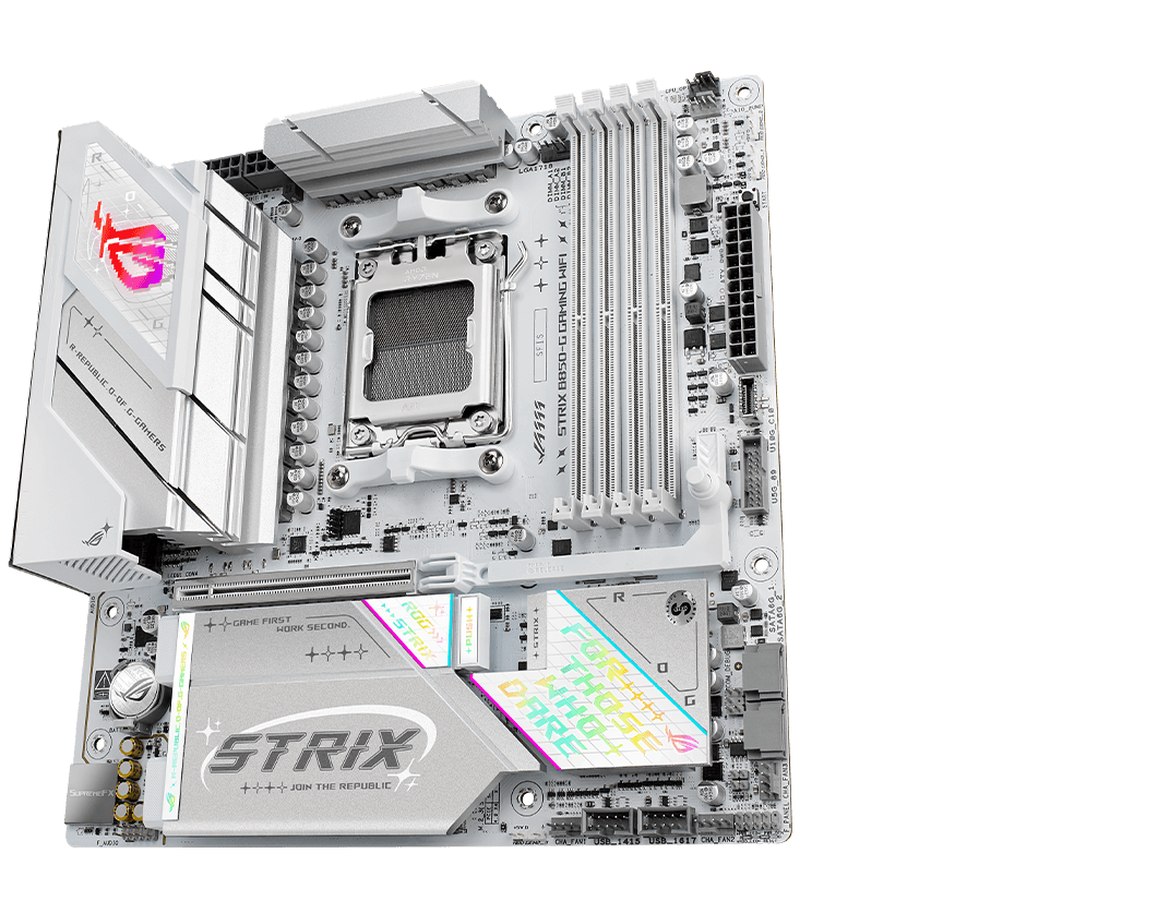 The Strix B850-G front and back