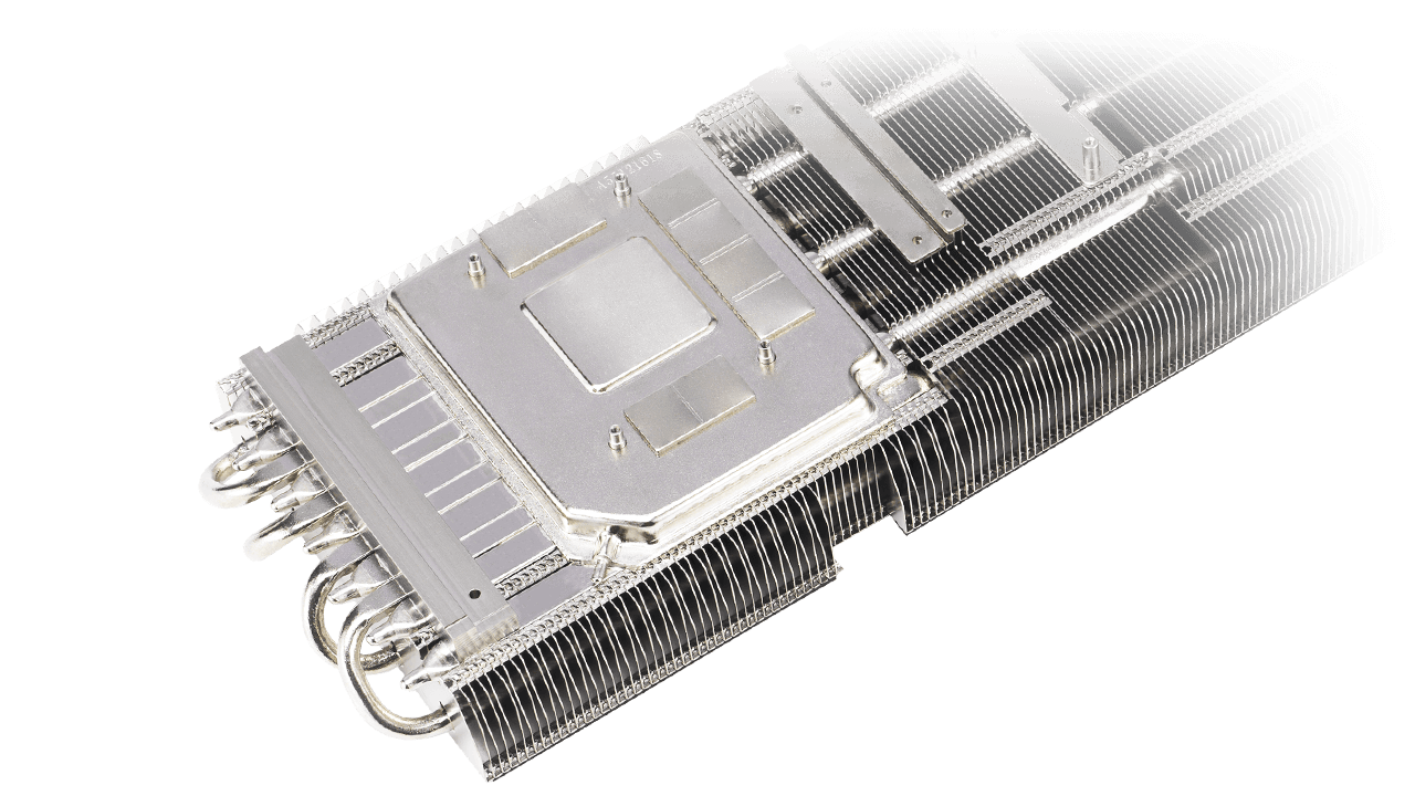 Top-down view of the graphics card's vapor chamber