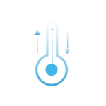A blue icon depicting a thermometer with two arrows on both sides, one pointing up and the other pointing down.