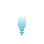 A blue icon with a port-like shape in the center.
