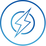 A blue icon depicting a thunderbolt-shaped image embedded in a circle, which is inside another circular border.