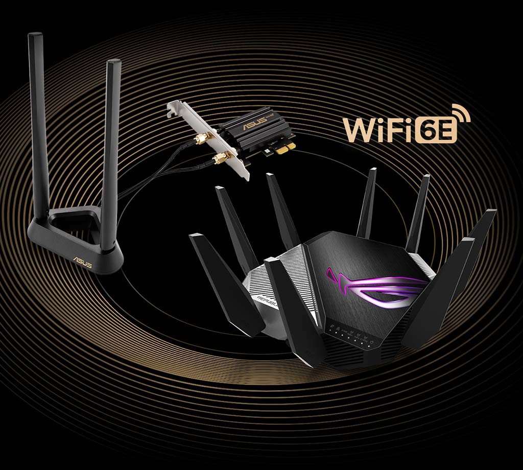ASUS provides WiFi 6E total solution with PCE-AXE58BT and ROG Rapture GT-AXE11000 WiFi 6E router.
