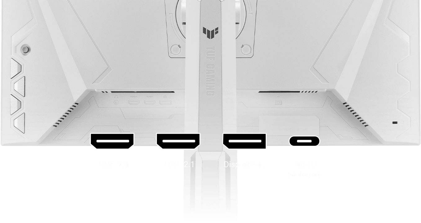 A multitude of connectivity options includes HDMI® 2.1, HDMI® 2.0, and DisplayPort™ 1.4 ports.