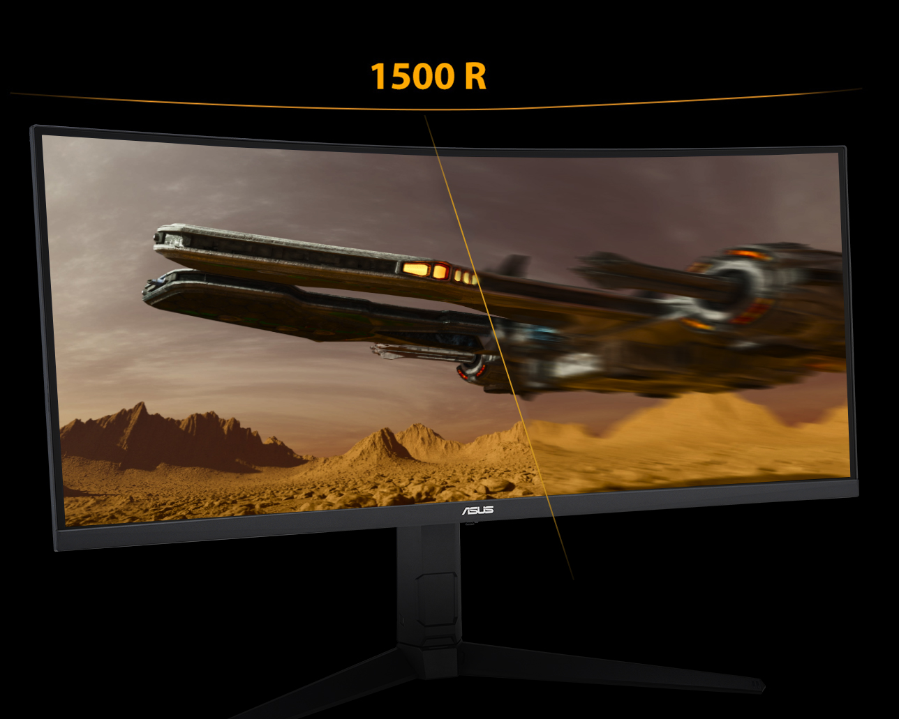 The comparison image of ultra-fast refresh rate and 60Hz with 1500R curved design
