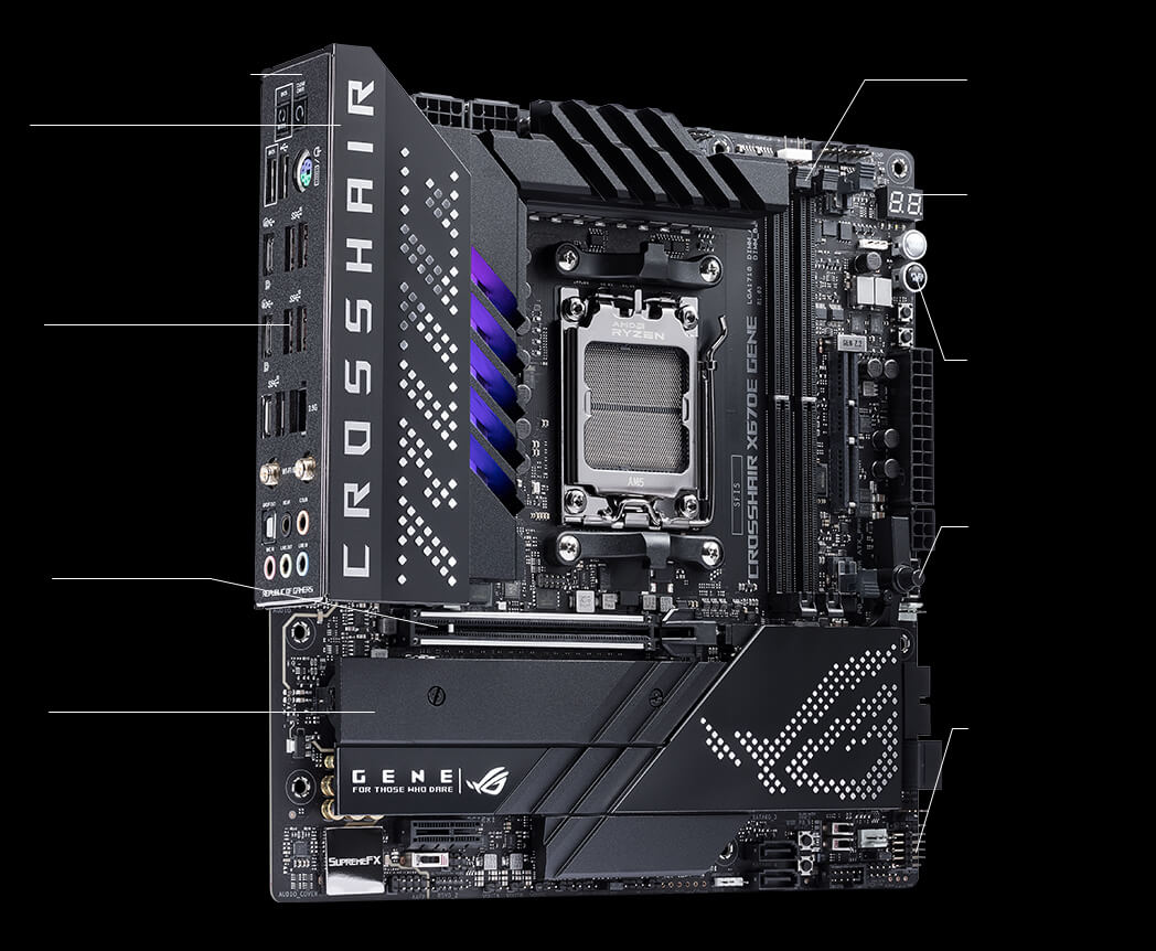 Especificações Amigáveis do DIY da ROG Crosshair X670E Gene