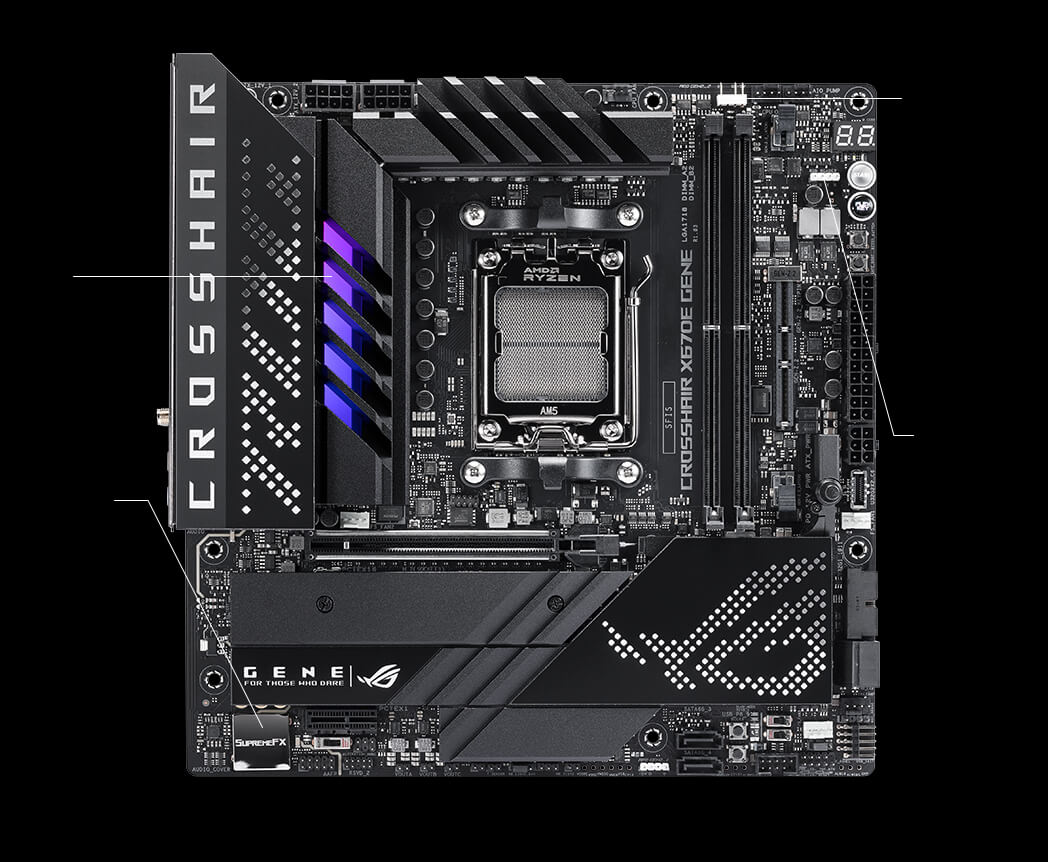 Gaming-immersie specificaties van de ROG Crosshair X670E Gene