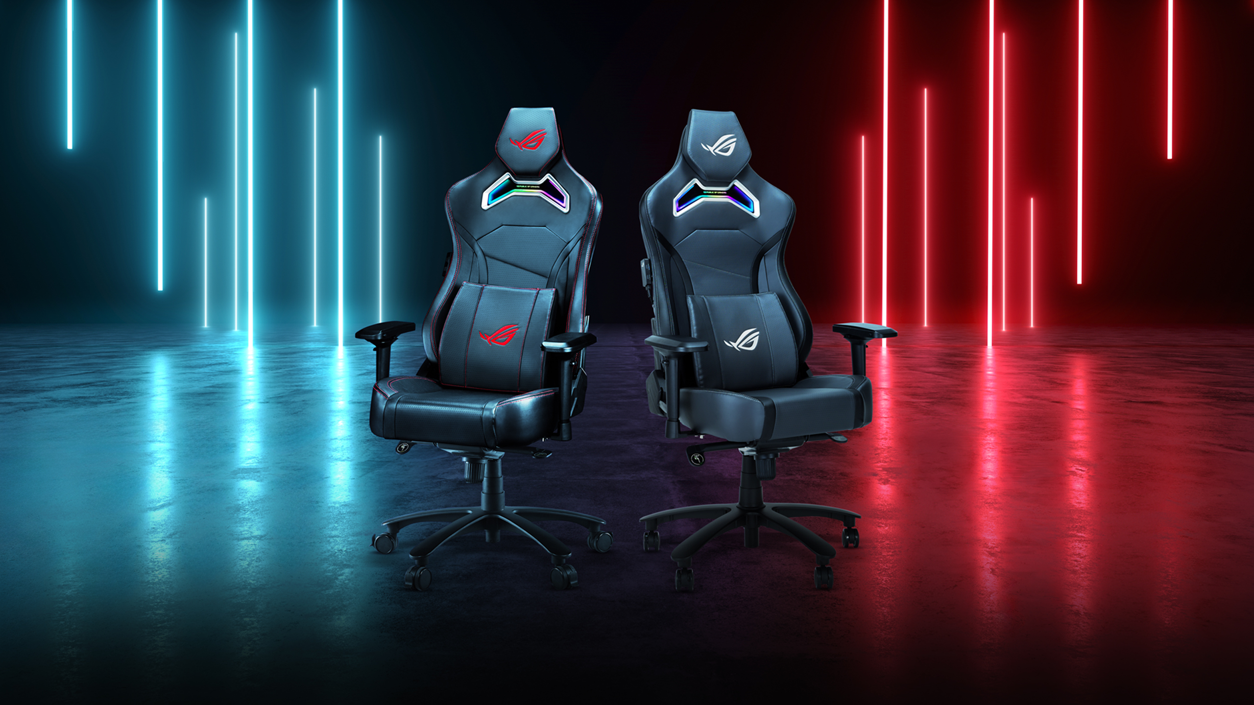 ROG Chariot X gaming chair back view with fabric straps.