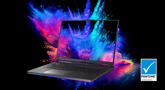 Een laptop met rijke en kleurrijke inhoud op het scherm.