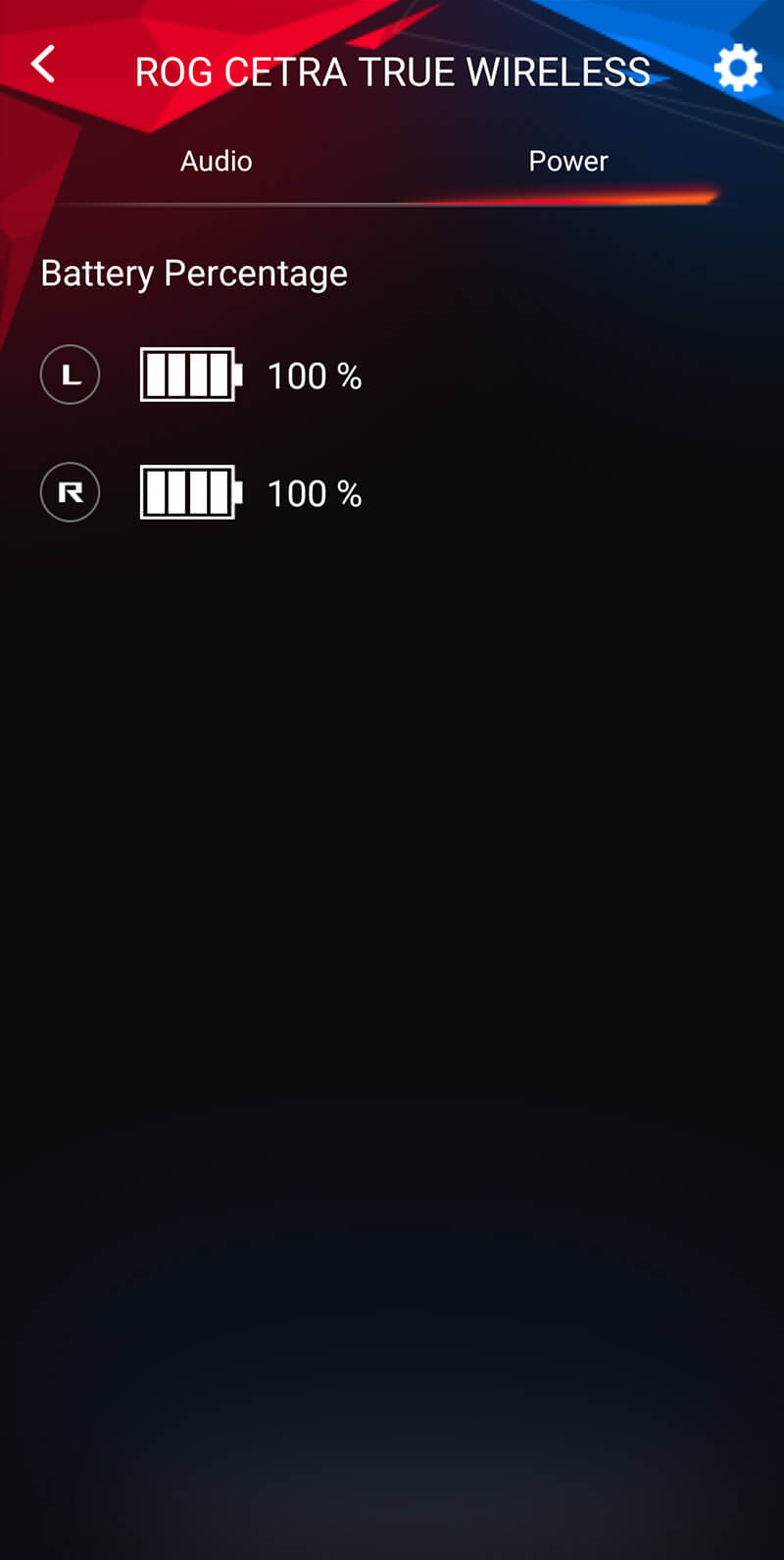 A screenshot of the Armoury Crate App where you can optimize audio performance via different settings