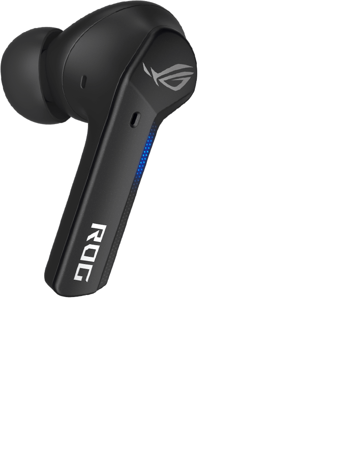 This picture shows the left earbud of the ROG Cetra True Wireless